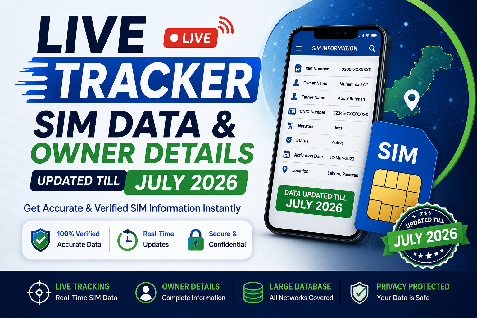 Live Tracker SIM Data and Owner Details Updated Till July 2026